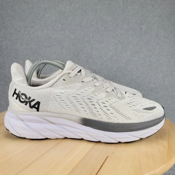 Hoka One One Clifton 8 Mens Running Shoes White Nimbus Cloud Road Trainers - Picture 4 of 10